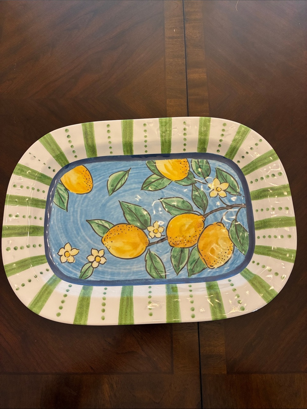 Lemon Print Melamine Serving Tray Platter